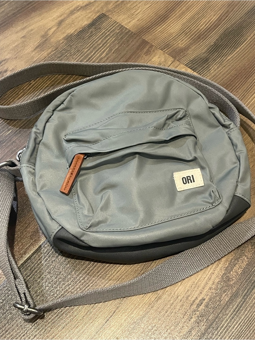 ORI London Bag Company Gray Round Crossbody Bag Nylon Adjustable Strap